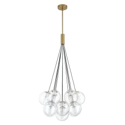 Contemporary Cluster Seeded Glass Globe Bubble Chandelier