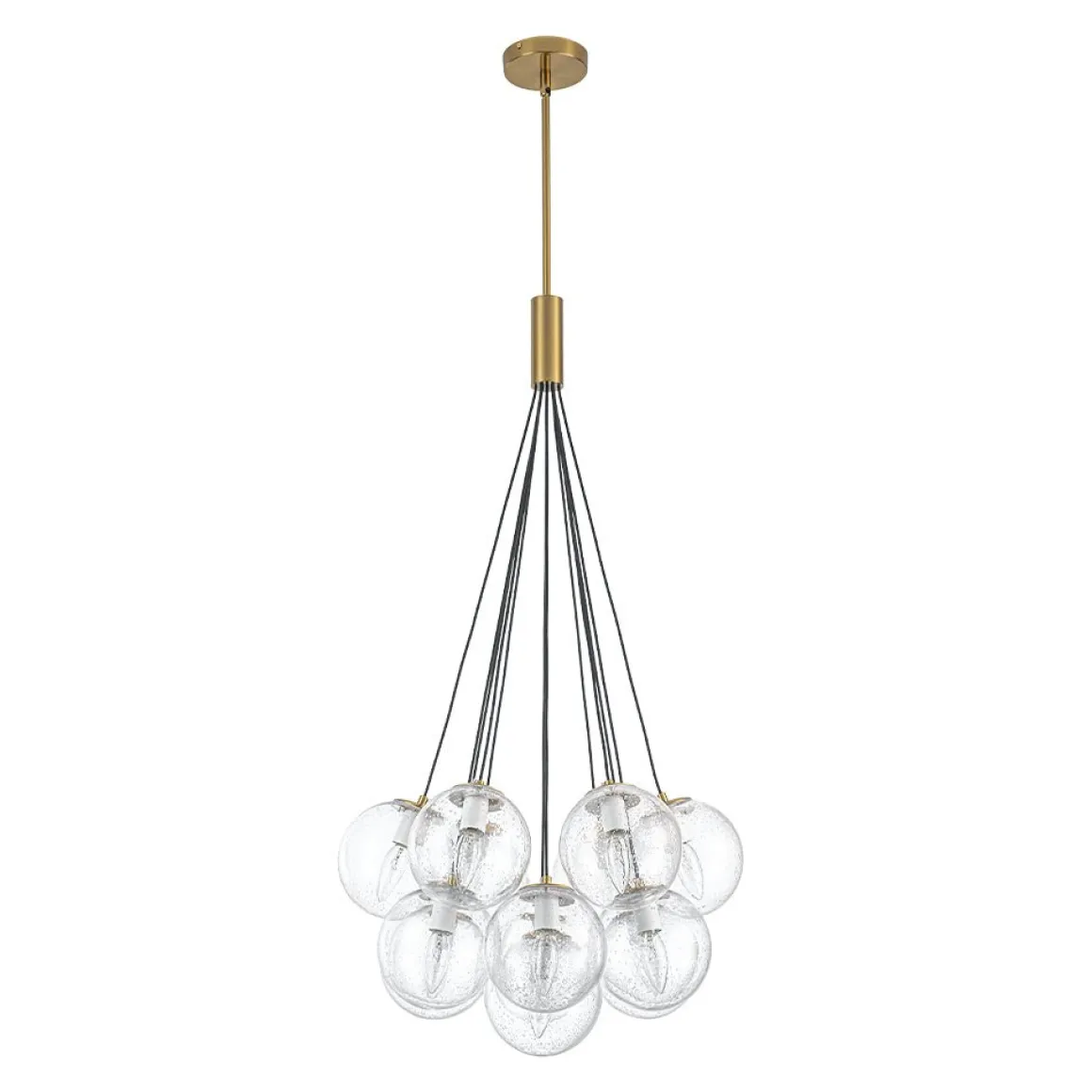 Contemporary Cluster Seeded Glass Globe Bubble Chandelier