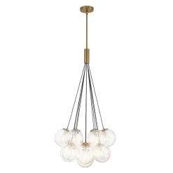 Contemporary Cluster Seeded Glass Globe Bubble Chandelier