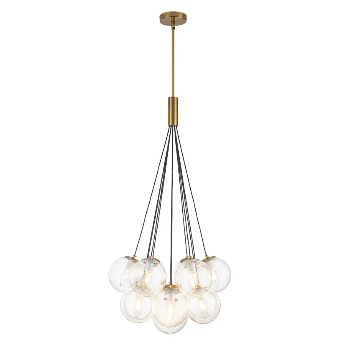 Contemporary Cluster Seeded Glass Globe Bubble Chandelier