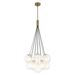 Contemporary Cluster Seeded Glass Globe Bubble Chandelier