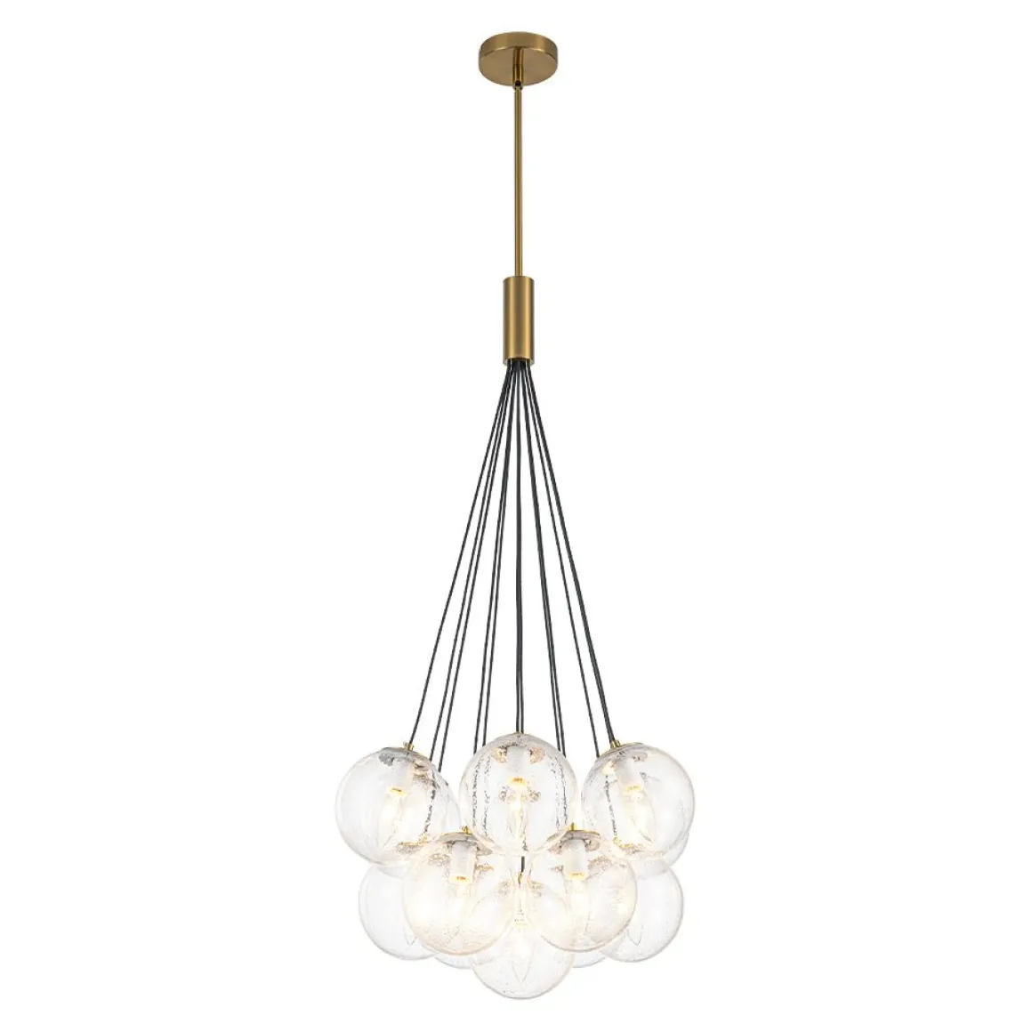 Contemporary Cluster Seeded Glass Globe Bubble Chandelier