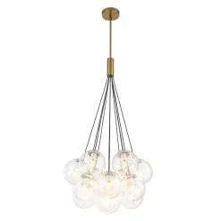 Contemporary Cluster Seeded Glass Globe Bubble Chandelier