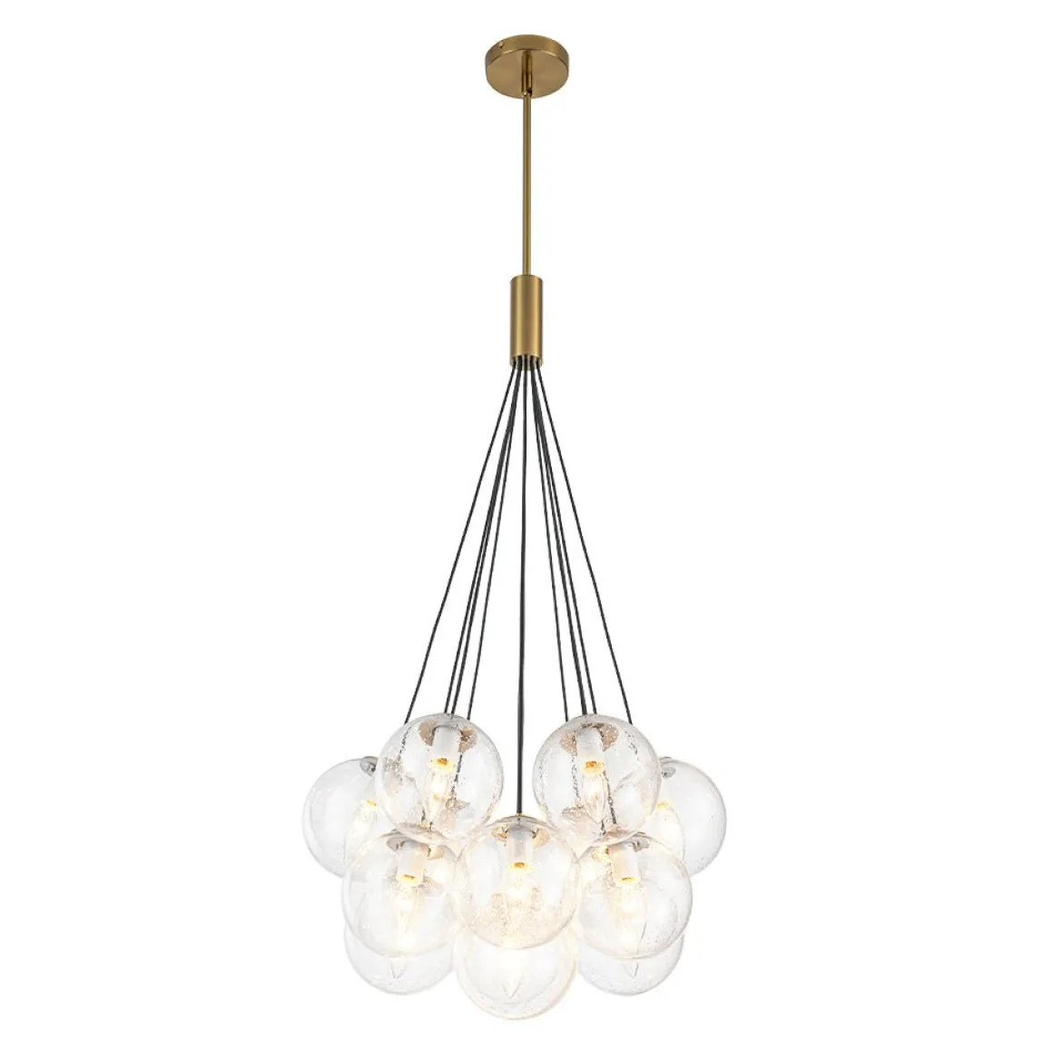 Contemporary Cluster Seeded Glass Globe Bubble Chandelier