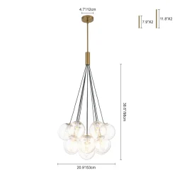 Contemporary Cluster Seeded Glass Globe Bubble Chandelier