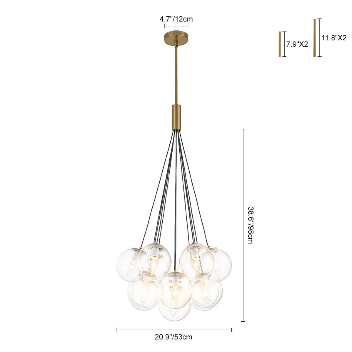 Contemporary Cluster Seeded Glass Globe Bubble Chandelier