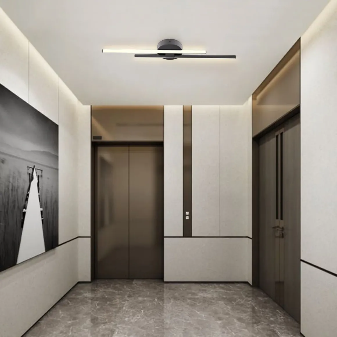 Contemporary Dimmable Linear LED Semi Flush Mount Light