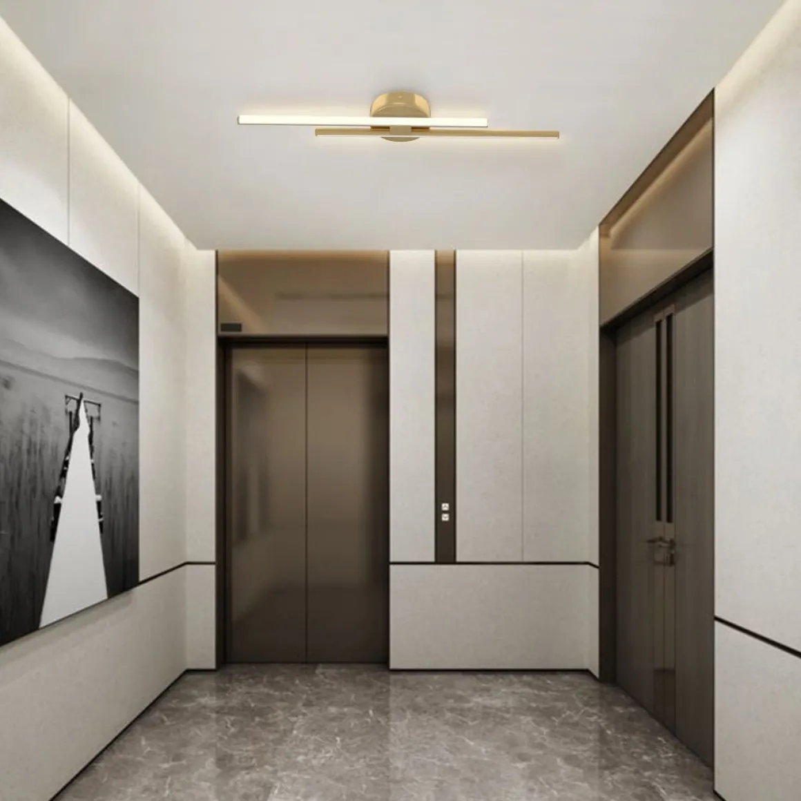 Contemporary Dimmable Linear LED Semi Flush Mount Light