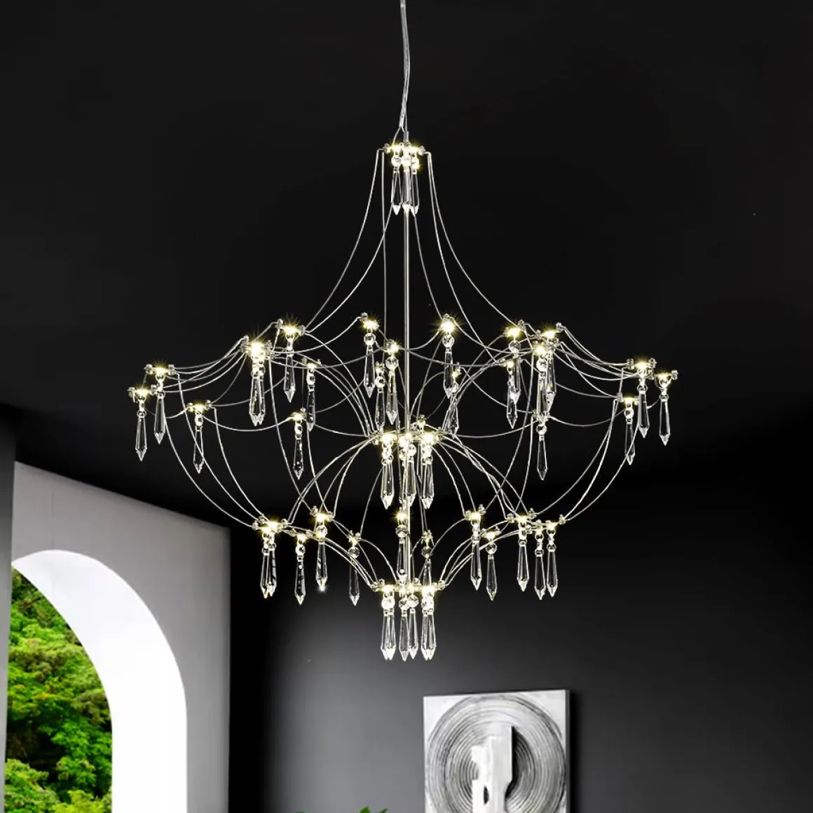 Contemporary Glam Starry Geometric LED Crystal Chandelier
