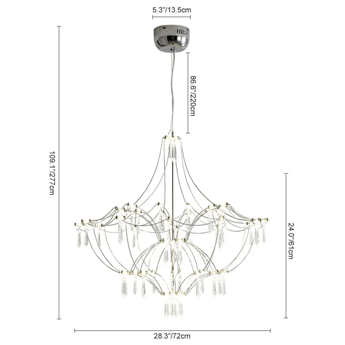 Contemporary Glam Starry Geometric LED Crystal Chandelier