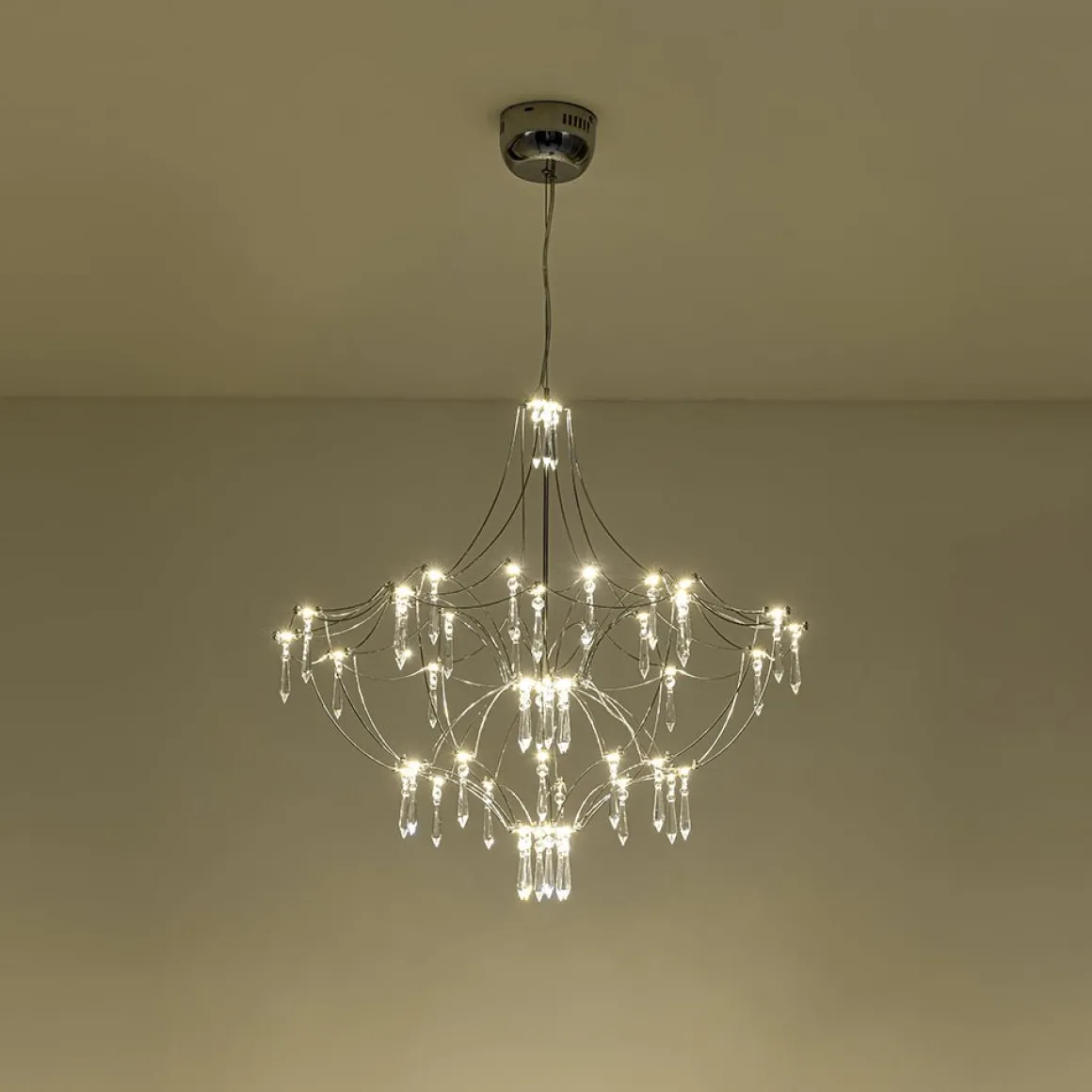 Contemporary Glam Starry Geometric LED Crystal Chandelier