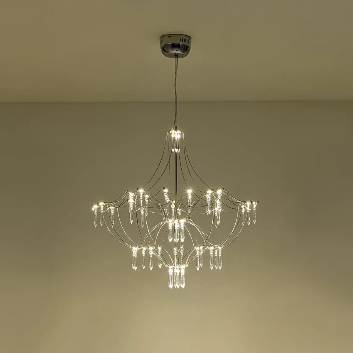 Contemporary Glam Starry Geometric LED Crystal Chandelier