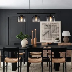 Contemporary 3-Light Gradual Smoked Glass Island Chandelier