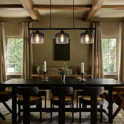 Contemporary 3-Light Gradual Smoked Glass Island Chandelier