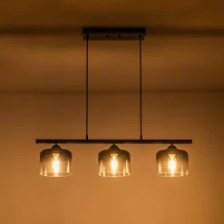 Contemporary 3-Light Gradual Smoked Glass Island Chandelier
