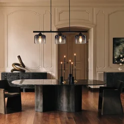 Contemporary 3-Light Gradual Smoked Glass Island Chandelier