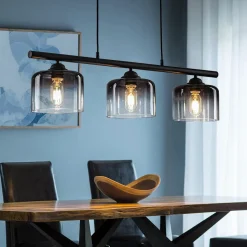 Contemporary 3-Light Gradual Smoked Glass Island Chandelier