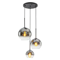 Contemporary Polished Gradual Glass Globe 3-Light Pendant