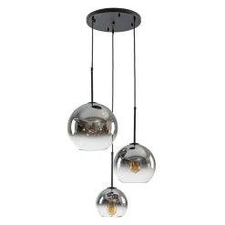 Contemporary Polished Gradual Glass Globe 3-Light Pendant