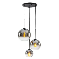 Contemporary Polished Gradual Glass Globe 3-Light Pendant