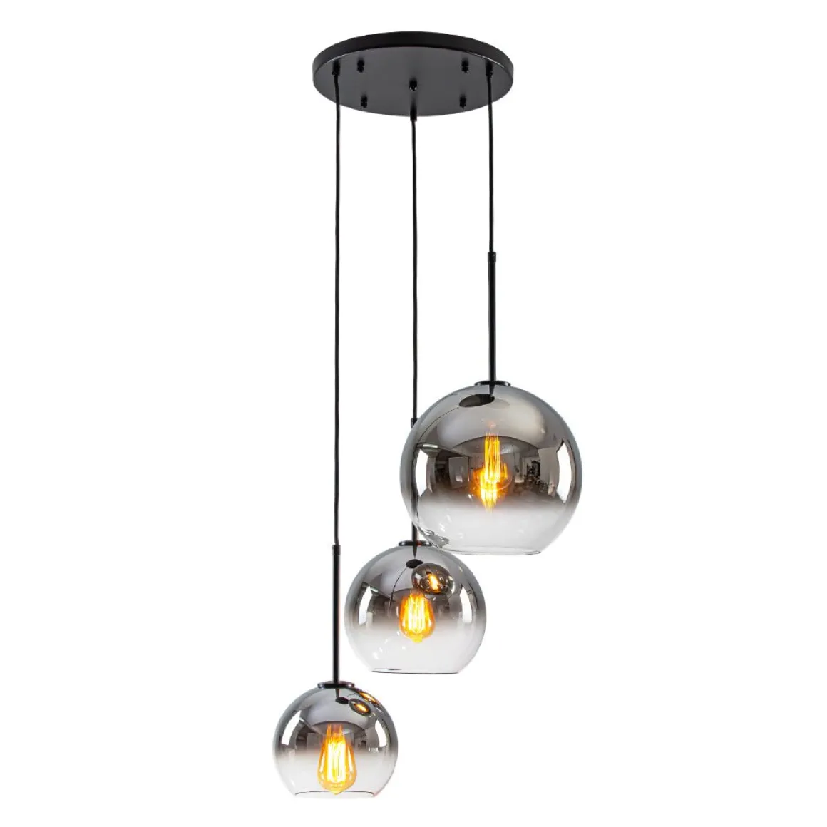 Contemporary Polished Gradual Glass Globe 3-Light Pendant