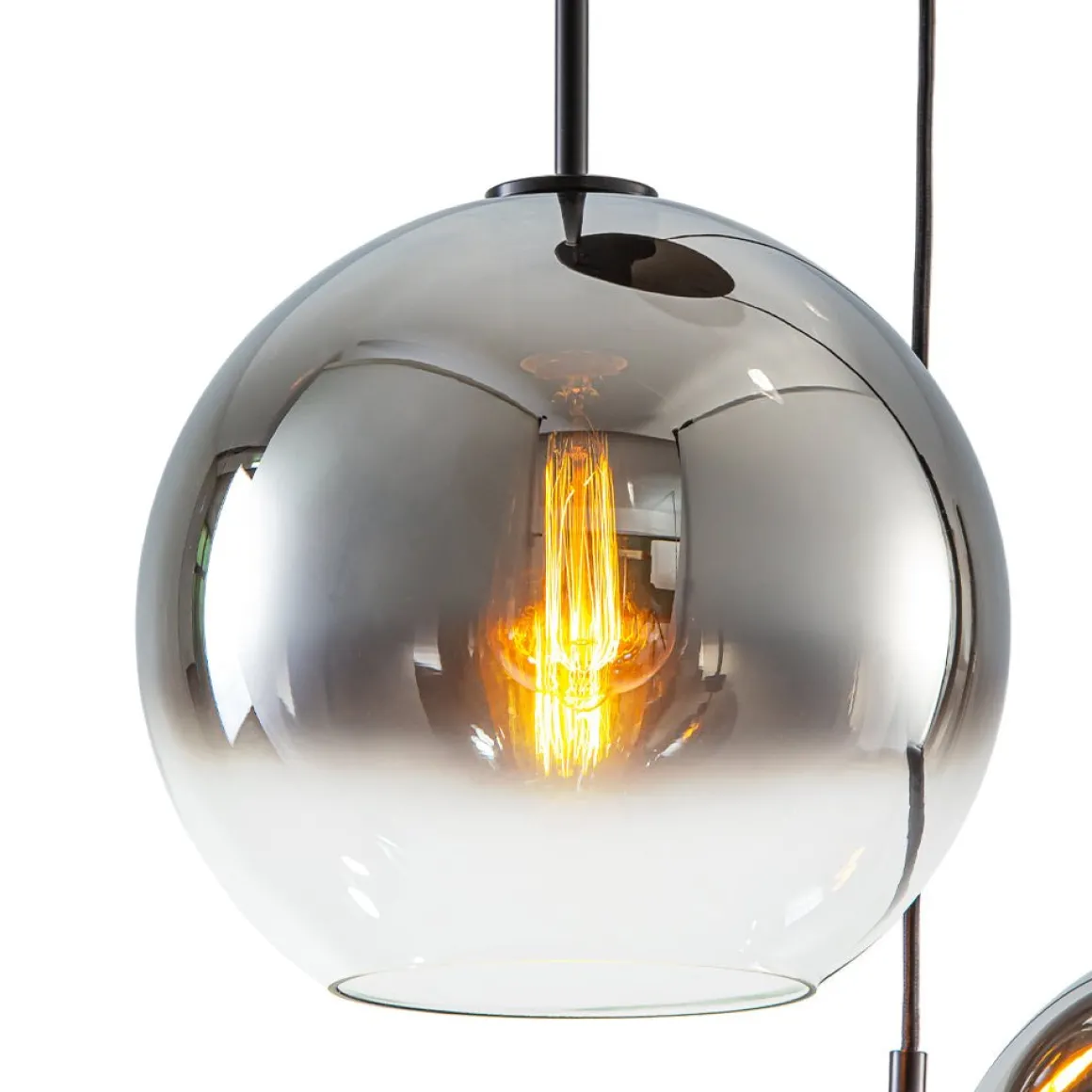 Contemporary Polished Gradual Glass Globe 3-Light Pendant