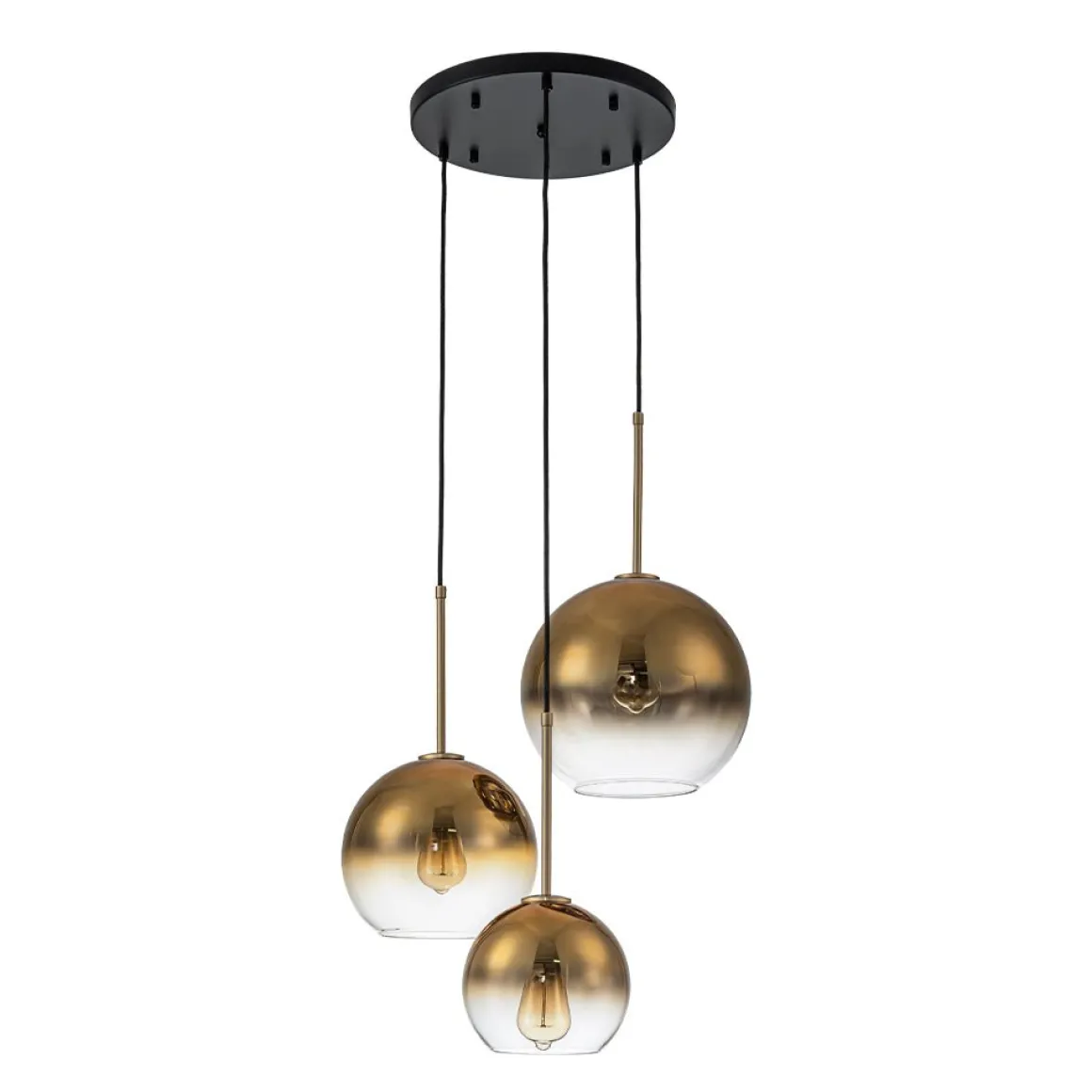 Contemporary Polished Gradual Glass Globe 3-Light Pendant