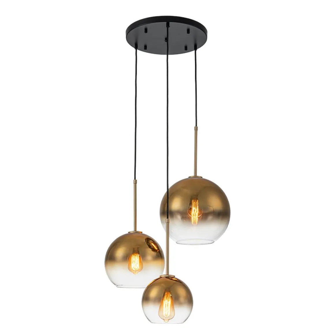 Contemporary Polished Gradual Glass Globe 3-Light Pendant