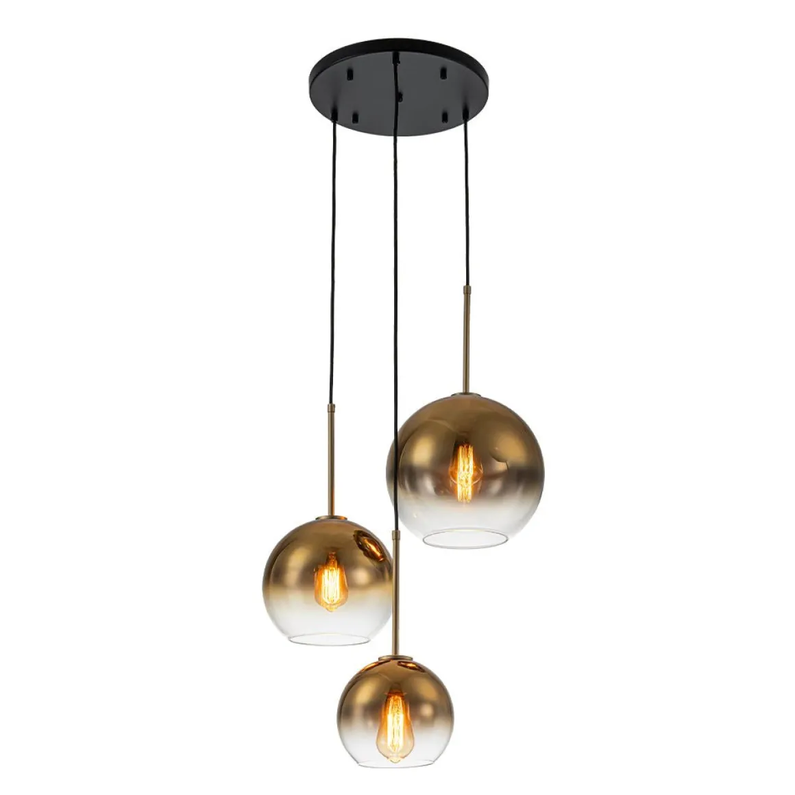 Contemporary Polished Gradual Glass Globe 3-Light Pendant