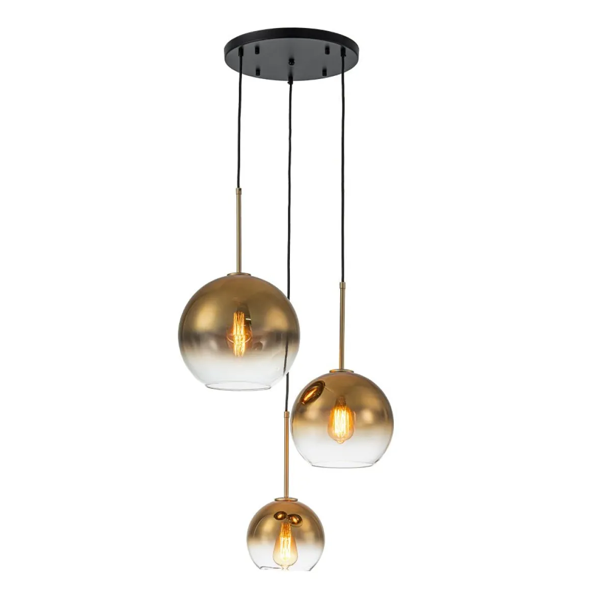 Contemporary Polished Gradual Glass Globe 3-Light Pendant