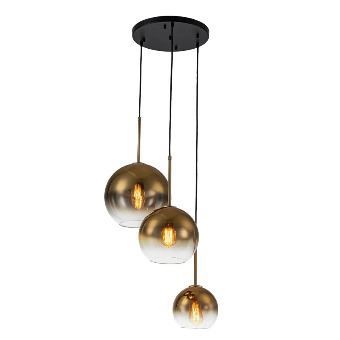 Contemporary Polished Gradual Glass Globe 3-Light Pendant