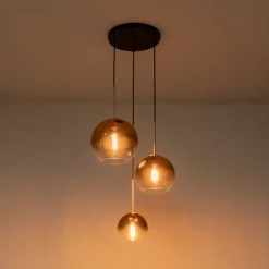 Contemporary Polished Gradual Glass Globe 3-Light Pendant