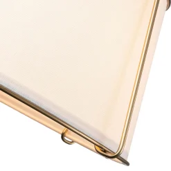 Contemporary Wide Linen Drum Brass Semi Flush Mount