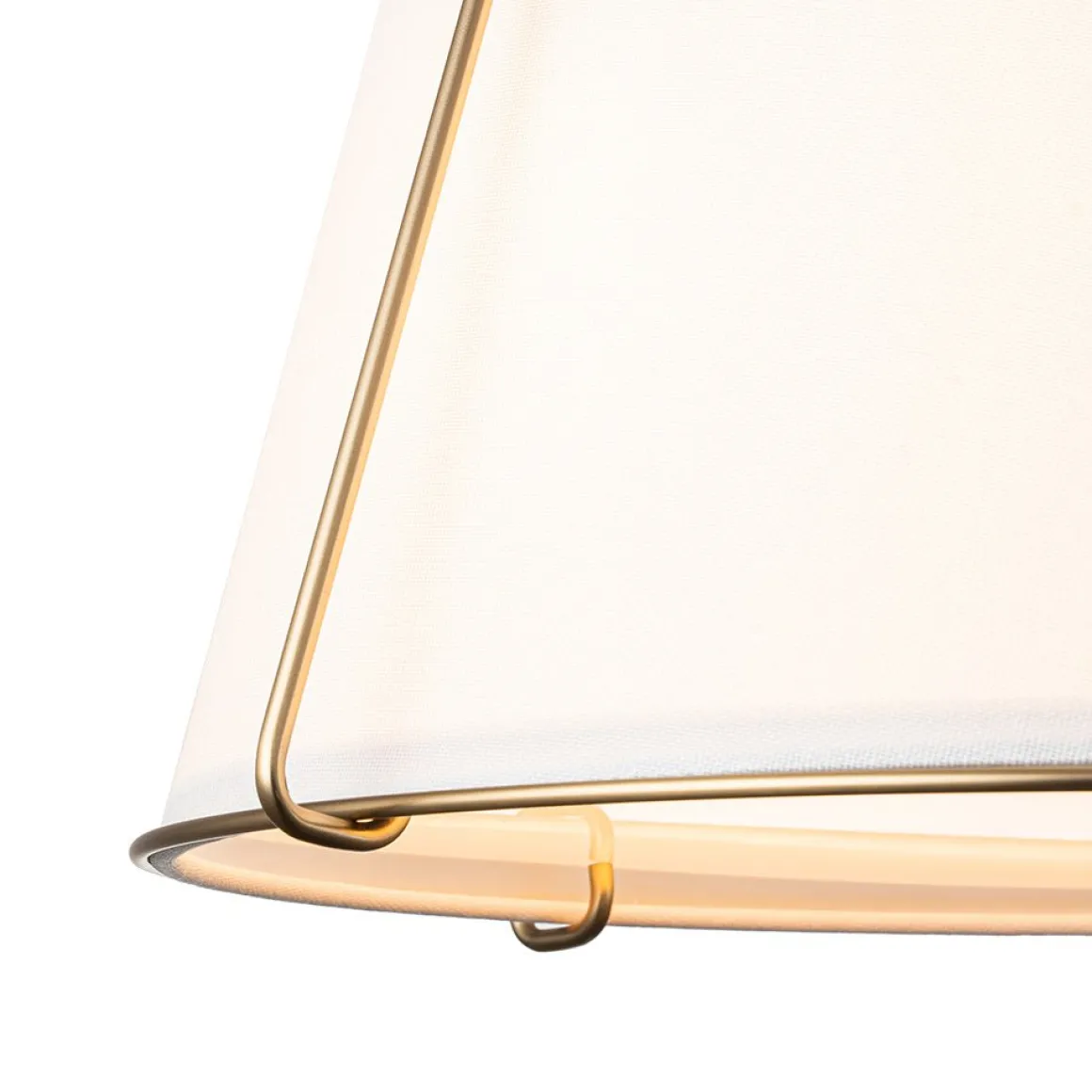 Contemporary Wide Linen Drum Brass Semi Flush Mount