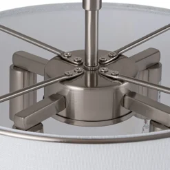 Contemporary Wide Linen Drum Brass Semi Flush Mount