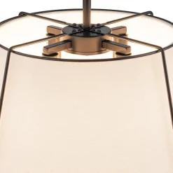 Contemporary Wide Linen Drum Brass Semi Flush Mount