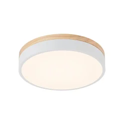 Contemporary Wood Round Dimmable LED Ceiling Light