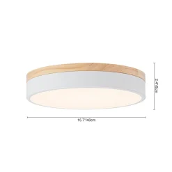 Contemporary Wood Round Dimmable LED Ceiling Light