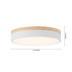 Contemporary Wood Round Dimmable LED Ceiling Light