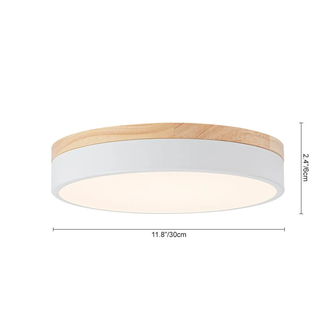 Contemporary Wood Round Dimmable LED Ceiling Light
