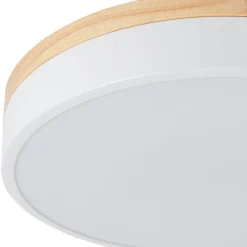 Contemporary Wood Round Dimmable LED Ceiling Light