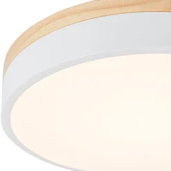Contemporary Wood Round Dimmable LED Ceiling Light