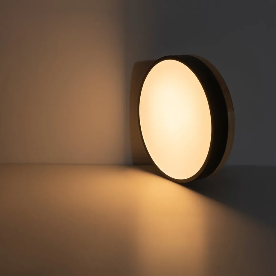 Contemporary Wood Round Dimmable LED Ceiling Light