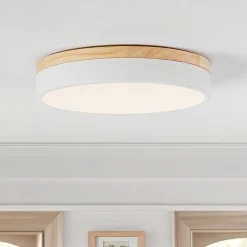 Contemporary Wood Round Dimmable LED Ceiling Light