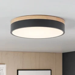 Contemporary Wood Round Dimmable LED Ceiling Light