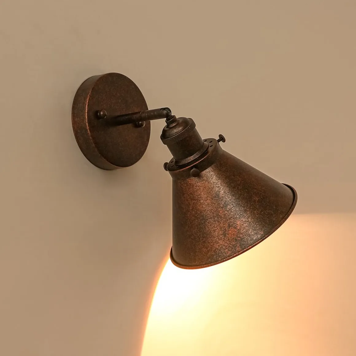 Copper Adjustable Head Cone Wall Sconce Ceiling Light