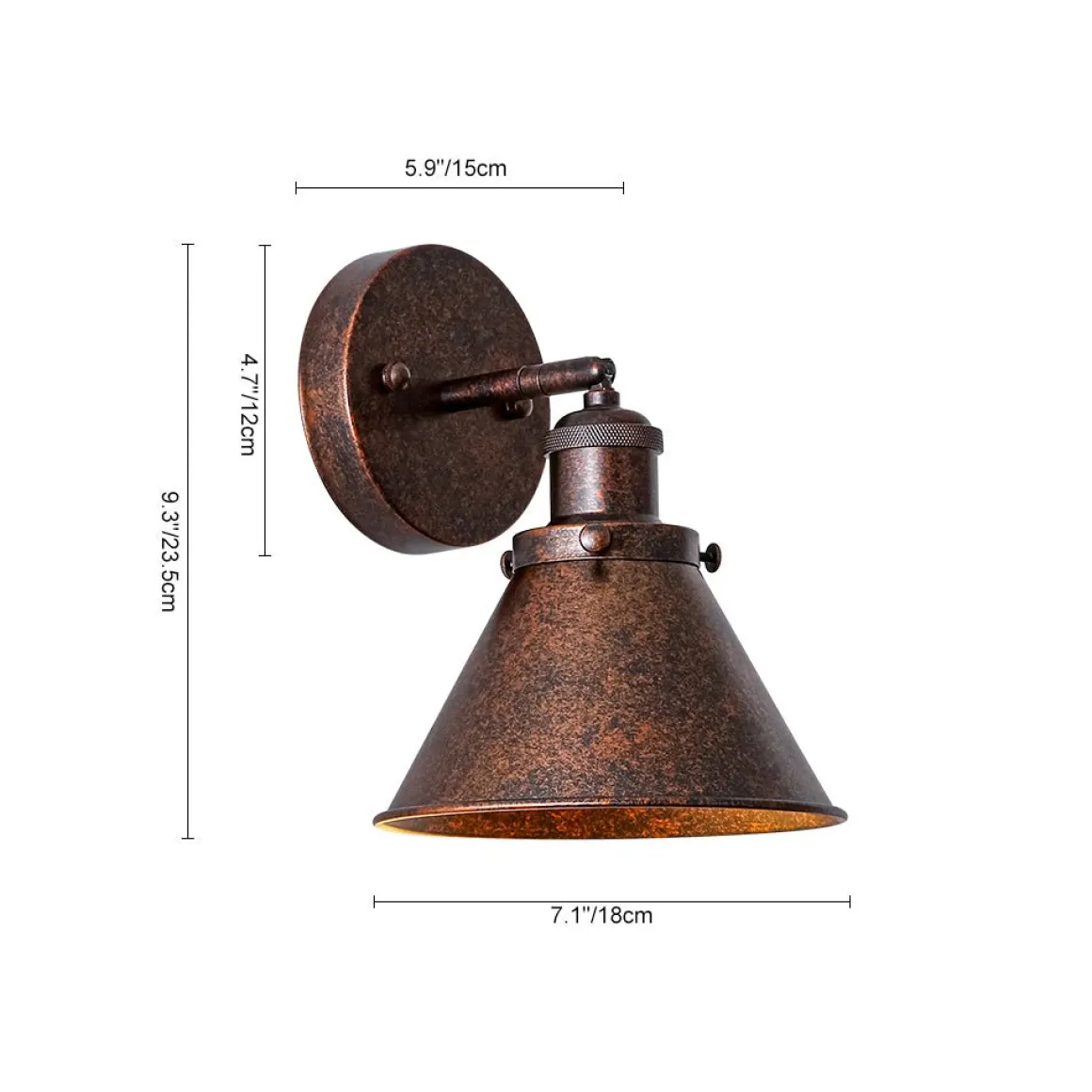 Copper Adjustable Head Cone Wall Sconce Ceiling Light
