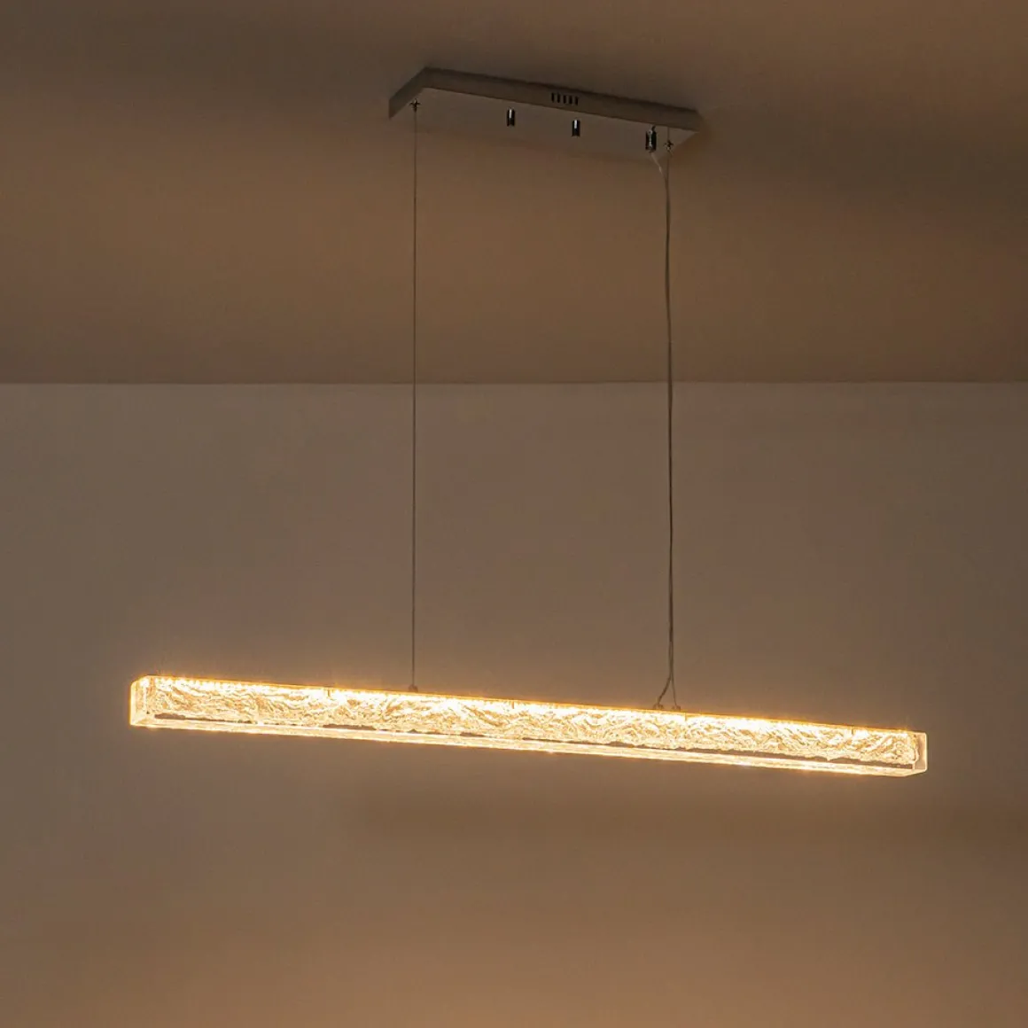Crystal Resin Art Dimmable LED Linear Island Chandelier