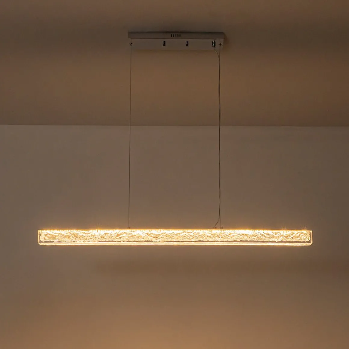 Crystal Resin Art Dimmable LED Linear Island Chandelier