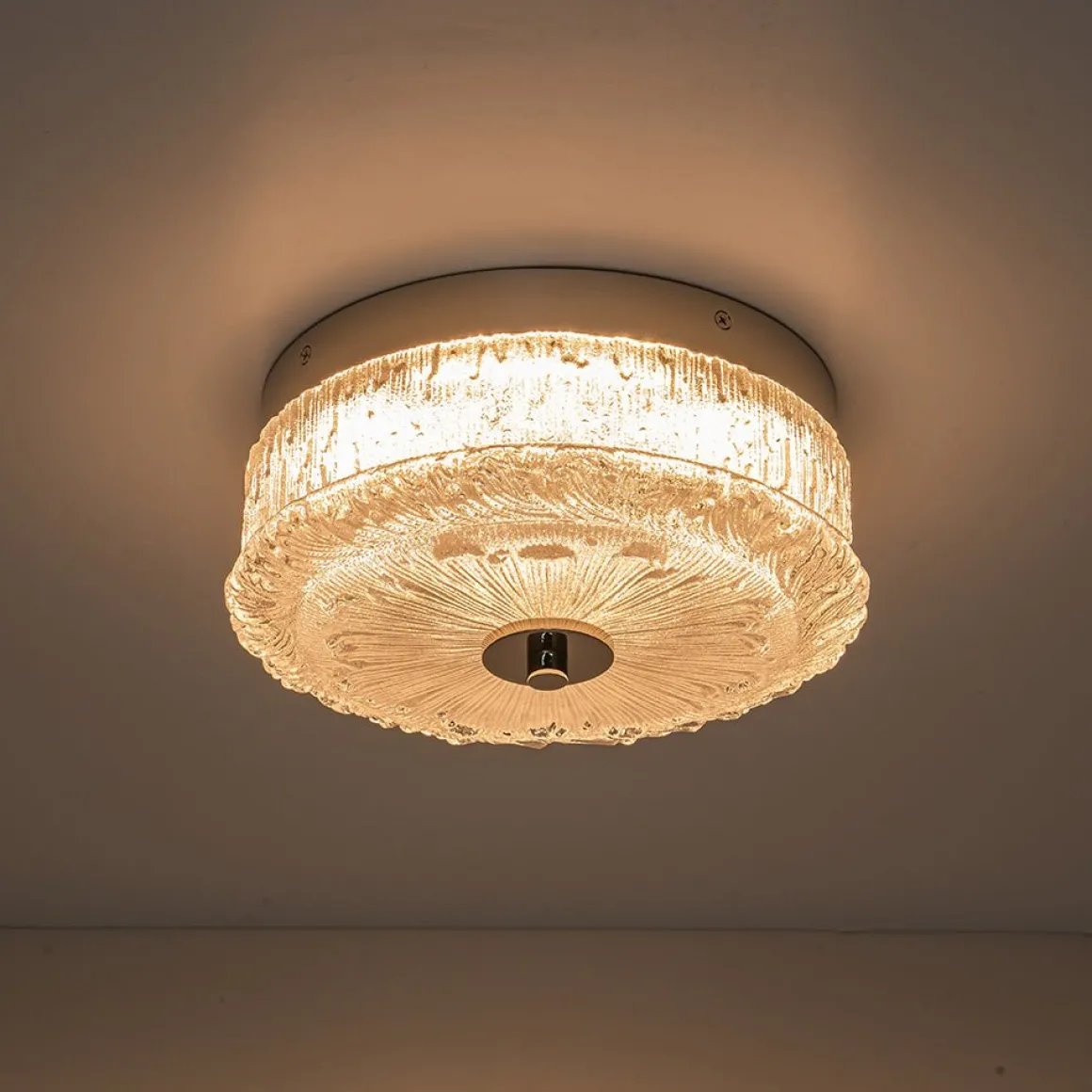 Decorative Clear Glazed Glass Round LED Ceiling Light